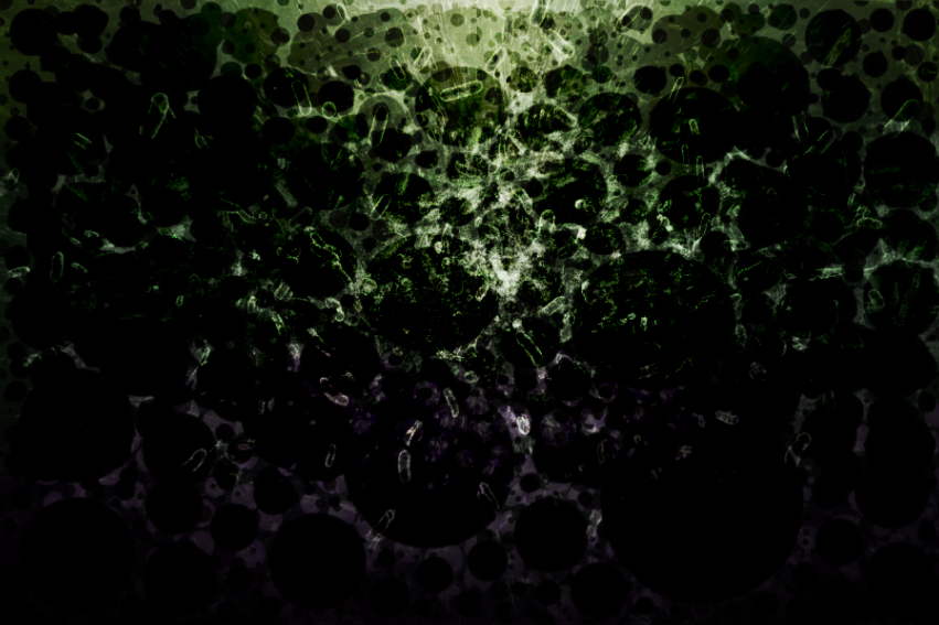 A microscopic view of neutralized bacteria.